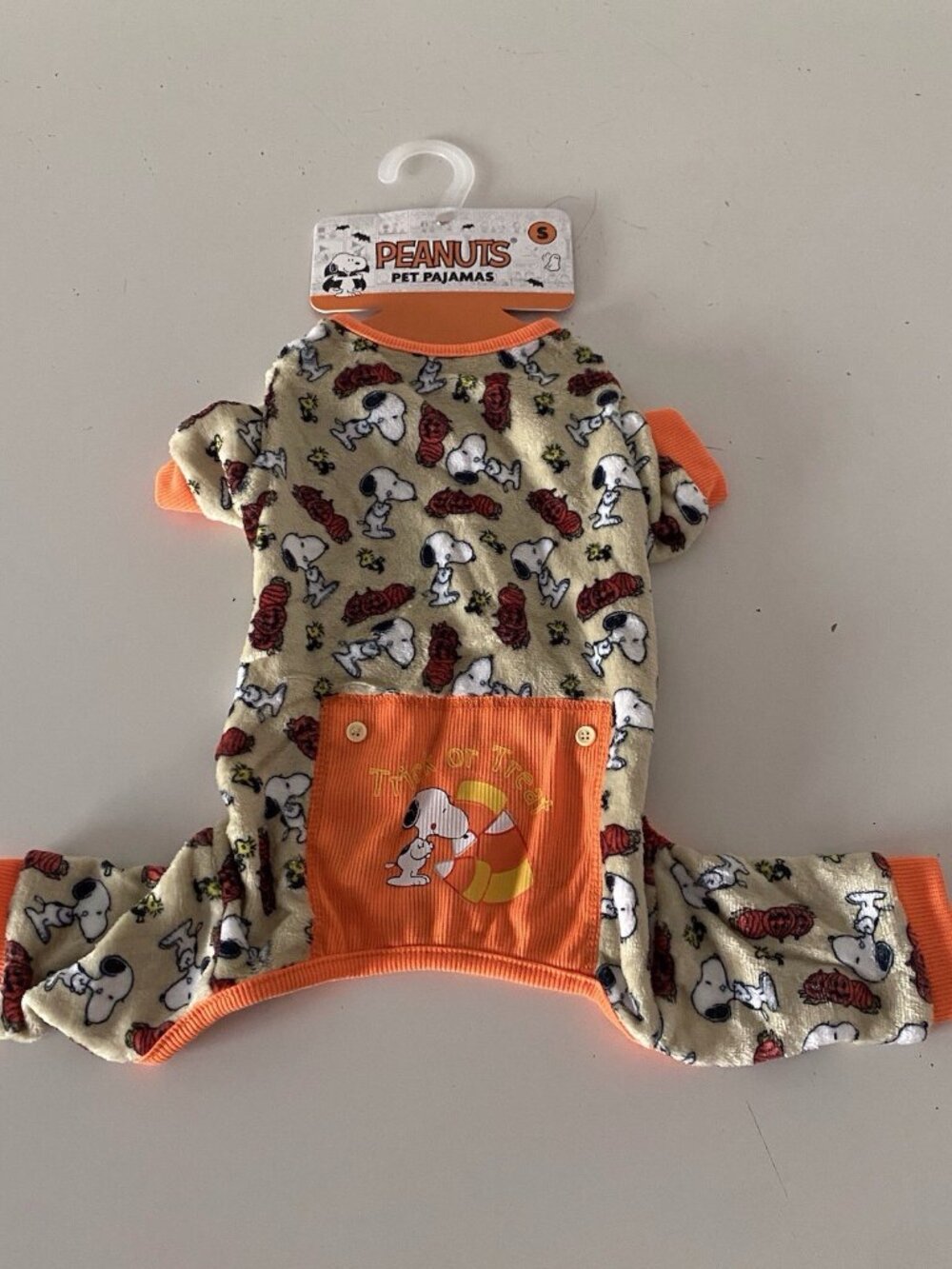Peanuts Snoopy Halloween Trick Or Treat Dog PJ Pajamas Fleece Sz S Small NEW